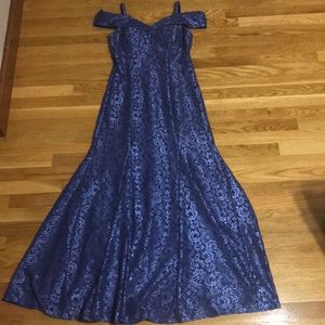Royal Blue Long Lace Dress